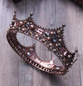 Baroque Crystal Princess Full Round Crown Bridal Hair Jewelry Circle King And Queen Pearl Tiara For Wedding Pageant Party Prom Vin8226923