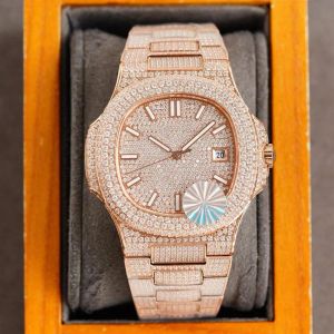 Full Diamond Mens Watches Automatic Mechanical Watch 40mm Fashion Business Wristwatches Montre de Luxe Gifts281v232w