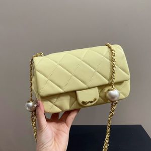 24s Pearl Chain Women Designer Shoulder Bag 20CM Luxury Handbag Leather Matelasse Chain Underarm Bag Evening Clutch Gold Hardware Crossbody Bag Fanny Pack Pochette