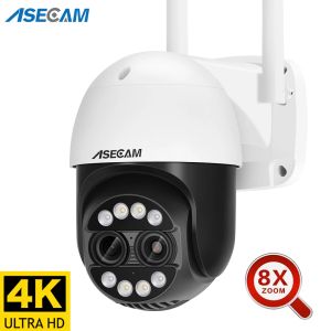 Kameralar 8MP Çift Lens 2.8mm 12mm 8x Zoom 4K PTZ IP WiFi Kamera Açık AI İnsan İzleme CCTV Ses Güvenliği Video Gözetim