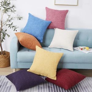 Pillow Solid Color Cotton Linen Cover Simple Vintage Throw Pillowcases Plain High Quality For Home Sofa Bed Decoration 45 45cm