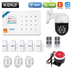 Kits Kerui W181 Tuya Alarm System för hemsäkerhetslarm Bostadsmotiv Sensor App Control Smart GSM WiFi Burglar Alarm System