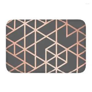 Mattor rosguld och grå geometrisk mönster golvdörr kök bad mattor antislip utomhus abstrakt dörrmatta toalett ingångsmatta matta