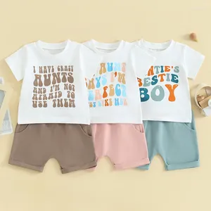 Clothing Sets Pudcoco Baby Boy Girl Aunt Outfit Summer 2pcs Nephew Matching Outfits Letter Print Short Sleeve Tshirt Solid Shorts 0-3T