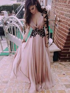 34 Sleeves V Neck Lace Chiffon Prom Dress Maxi Formal Evening Gown Unique Sweetheart Chiffon Long Lace Bridesmaid Dresses 7034117