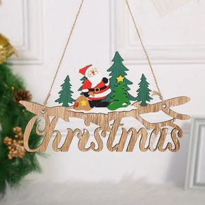 Decorazioni natalizie Prodotti in legno Merry Door Hangings Albero Babbo Natale Snowman Deer