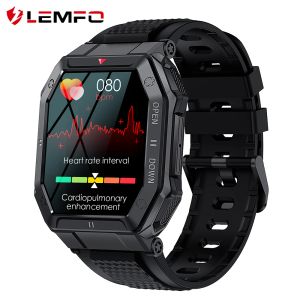 Relógios Lemfo Ares Smart Watch Men Papéis de parede personalizados Bluetooth Chamadas de frequência cardíaca IP68 Sports Smartwatch 350 Mah Bateria 2022 Novo