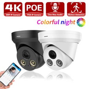 Kamery Nowe HD 4K 8MP Kolorowa Poe Ip Cam Metal Dome Security Camera Pełna kolor noktowi wizję 50m MIC/Nadzór dźwiękowy wideo IP67 H.265