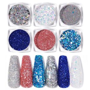 Nagelis genom serie glitter hexagon paillette paljetter flingor glittrande pigment pulver manikyr dekoration tips