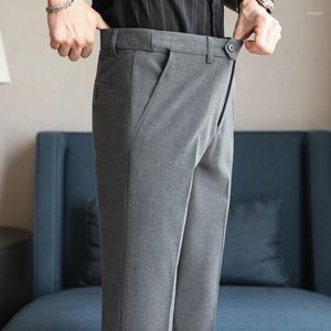 メンズスーツビジネスエラスティックウエストスリムなカジュアル韓国語バージョンブラックブリティッシュスタイルのズボンフォーマル紳士ファッションスーツパンツ