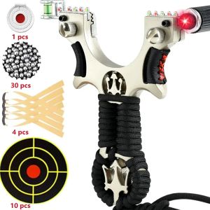 Slusshots 8020 Strena rapida SSHOT Laser Metal Slingshot Hunting Outdoor e sparare a sfera in acciaio Target Paper Set Acessories