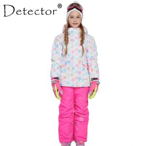 Suits Detector Girl Ski Jacket and Pant Winter Warm Skiing Suit Windproof Removable Hood Outdoor Children Clothing Set Kids Snow Sets