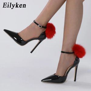 ポンプEilyken Plus 3542 Black Patent Leather Designer先のつま先スティレットポンプ