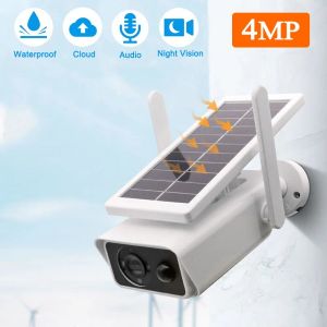 Cameras 4MP Solar Camera Wifi Outdoor Wireless Powered Full Color Night Vision Surveillance Security Protection CCTV PIR IP Camera