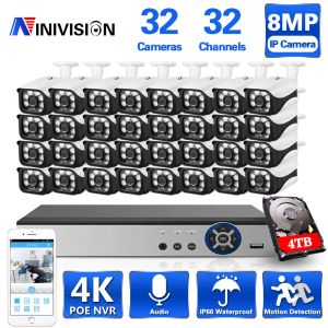 Sistema 32CH 4K Ultra HD POE Network Video Security Sistema 8MP H.265+ AI Face NVR Bullet Audio Audio Affermazione Meteo IP Telefono IP CCTV Kit di sicurezza CCTV