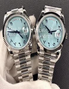 Dress Men039s zegarki Mężczyźni Watch Automatyczny CAL3255 Ice Blue Arabska tarcza Rzym Day Data 904L Steel Platinum GM Sapphire6779057