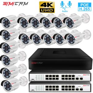 Sistem 4K 8MP 32CH/16CH POE IP Supper HD NVR Kiti Ses CCTV Sistemi Kapı Mermi İnsan Algılama Video Gözetleme Kamera Seti