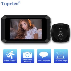 Doorbell Topvico Video Doorbell Camera Digital Peephole Door Viewer Motion Detection 4.1" Monitor Ring Videoeye Security Auto Record