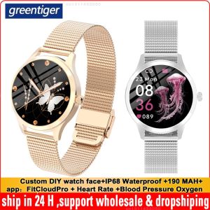 Orologi 2021 Greentiger LW07 Smart Watch Women Face Face IP68 Monitoraggio cardiaco impermeabile Smartwatch Oxygen Vs KW10 AK15