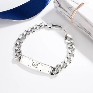 Bangles 925 Sterling Silver Glettered Punk clássico Retro Twist Skull Bracelet High Jóias Bracelete de Bracelete Casal Presente