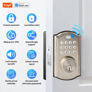 Замок Tuya Smart Door Lock, 5IN1 Lock Dogle без ключа, Wi -Fi Deadbolt, без необходимости мост, легкая установка, пульт дистанционного управления приложением