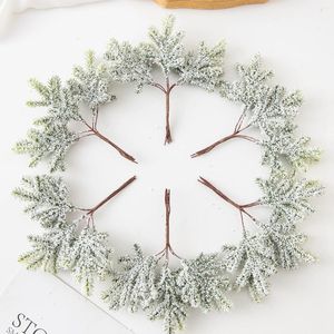 Decorative Flowers 6PCS Artificial Plant Green Leaves Cactus For Home Christmas Decoration DIY Wreath Material Craft Wedding Banquet