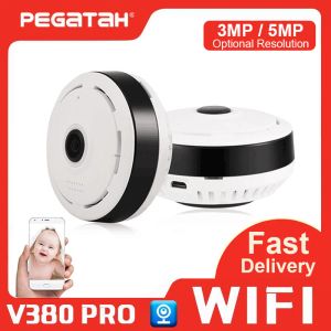 Камеры 5MP Wi -Fi Panorama Fisheye Lamp Camera 1080p CCTV видео наблюдение за IP Fisheye Smart Home Night Vision P2P Беспроводная лампочка камера