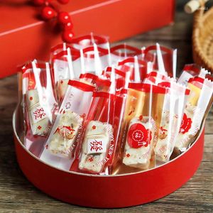 Gift Wrap 2024 Happy Year Bags Transparent Snowflake Crisp Machine Sealing Candy Nougat Packaging