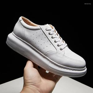 Casual Shoes White Leather Spring Autum Höjd Ökande män Loafers Luxury Sneakers Man Zapatos de Hombre