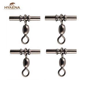 FishHooks Hyaena 100pcs Linha transversal com níquel preto de bronze de 3 vias Linha transversal giratória tackle de pesca de carpa Conector de mosca água salgada água