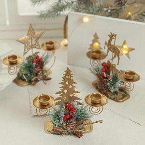 Świecowe uchwyty świąteczne żelazne świecznik gwiazda Snowflake Elk Podwójny uchwyt na domowe świąteczne ozdoby