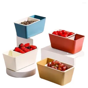 Förvaringsflaskor Plastisk mellanmål Hollow Design Återanvändbara 4 färger Tvättkorg Creative Drainable Fruit Tray Office