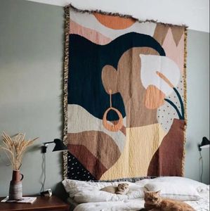 Teppiche Nordic Ohrring Girl werfen Decke Rückenlehne Handtuch Hintergrund Wand Wandteppry -Sofa Deckung Staubabdeckung Klimaanlagenbett Decken Decken