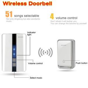 Doorbell Original 2021 Smart Wireless Doorbell Waterproof Selfpowered Button Door Bell Sets Home Welcome Outdoor House Chimes Receiver