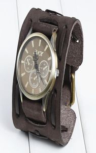 Vintage genuine leather bracelet watch fashion punk men teens quartz wristwatch wristband cuff bangle party festive gift Three dia3890186