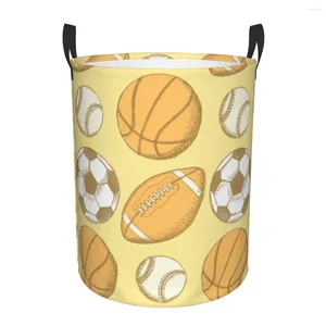 Laundry Bags Dirty Basket Soccer American Football Baseball Folding Clothing Storage Bucket Toy Home Waterproof Organizer