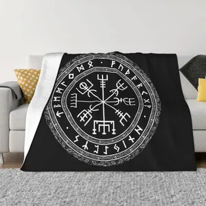 담요 바이킹 담요 플란넬 vegvisir 아늑한 부드러운 양털 침대 스프레드