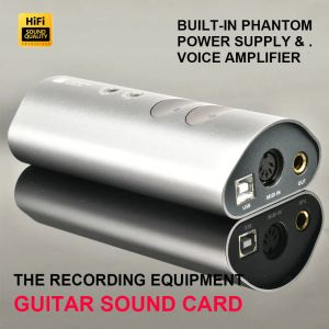 Amplifier TS Mini Portable Sound Card Microphone Recording Audio Interface USB For Iphone Ipad Android Devices Mac Windows PC Sound Card