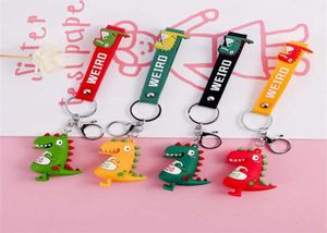 Söta figurer Little Dinosaur Keychain Cartoon Dock Key Chain Anime Animal Couples Gift Silica Gel Fashion Exquisite Keychains Jewe6873274