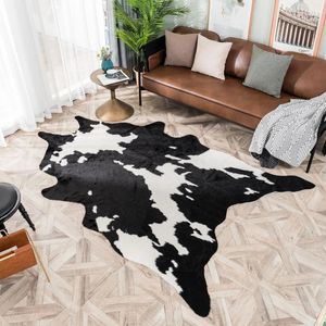 Mattor Homestay Style Big Black Cow Small Simulation Filt matta sovrum vardagsrummet soffa ins