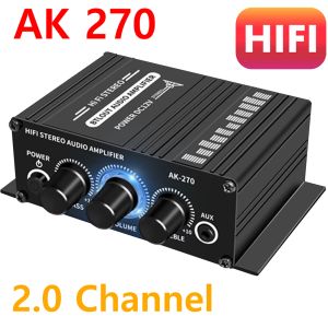 Усилитель AK270 Hifi Amplifier 2.0 канал Amp Amp Home Cinema Sound System Bass и тройной регулировка стерео аудио 20W+20W DC 12V2A Black