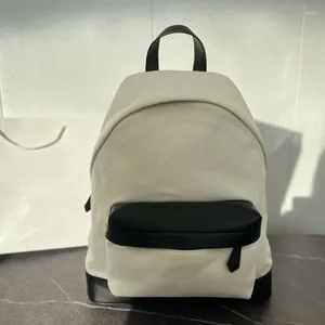Sırt çantası tasarımcısı büyük kapasiteli fermuar tuval deri omuz kayışı dikiş çok cepli taşınabilir okul çantası unisex