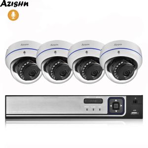 System Azishn 4CH 5MP POE NVR Система безопасности H.265 1080p CCTV камера Аудиозапись Ir Night Vision Home Supperance Kit