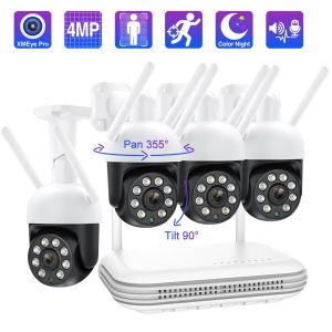 Kameror Techage H.265 8ch 4MP PTZ Wireless Camera System Onvif Two Way Audio Email Alert Outdoor WiFi IP CCTV Video Surveillance NVR Kit