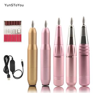 Kits nagelborrhine 35000 rpm Electric Manicure Hine Set USB Portable Nail Drill Pen for Främning Cutters Nail File Polering