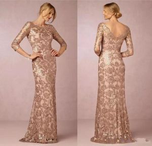 2020 Neue Bling Rose Gold Pailletten Mutter der Braut Kleider Juwelenspitzen Applikationen gegen Rückenabend Partykleid formelle Hochzeits Gast8746412