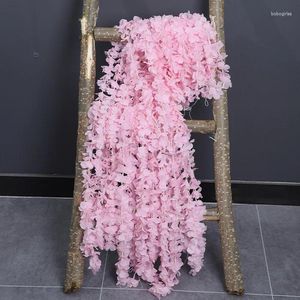 Decorative Flowers Wooden Artificial Outdoor Hanging Imitation Ocean Orchid String Flowering Baskets Plants For Bathroom