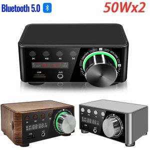 Amplifier 50Wx2 Sound Amplifier With Digital Display CS8673E HiFi Mini Power Amplifier Bluetooth 5.0 Audio Amp USB AUX TF Home Theater