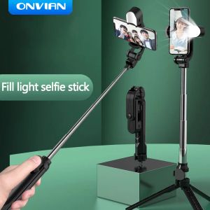 Моноподы Onvian Wireless Bluetooth Selfie Stick складной мини -штатив с наполненным светом