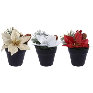 Dekorative Blumen 3 PCs Künstliche Seidenblumenparty Schmuck Weihnachtsschmuck Requisiten Home Weihnachts